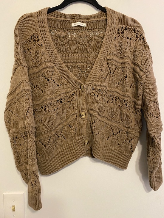Neuflora Sweaters - Neuflora Women's Taupe Knit Button-Front Cardigan Sweater, thick fabric